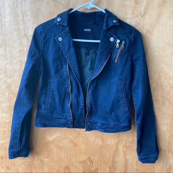 Hudson Youth Large Denim Moto Jacket Blue - Picture 1 of 7
